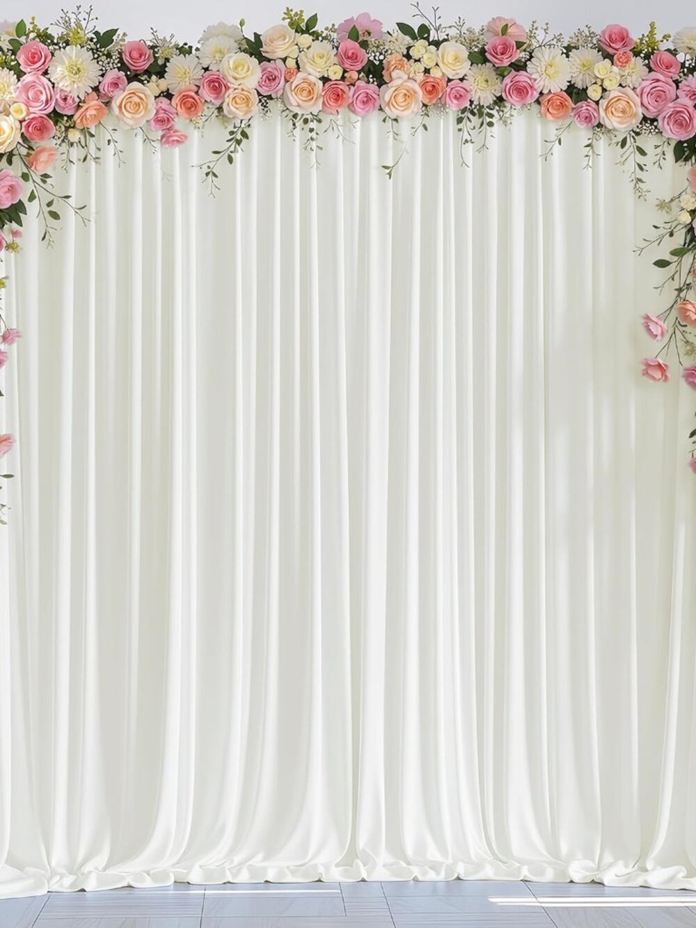 Ivory Backdrop Curtain for Wedding Parties Backdrop Drapes 10x8FT